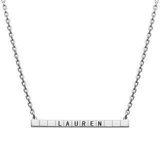 Sterling Silver Engraved Name Bar Necklace