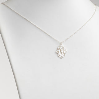 Sterling Silver Filigree Initial Hamsa Hand Necklace