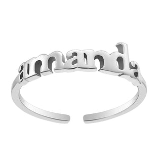 Sterling Silver Petite Lowercase Name Ring