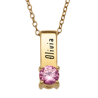 14K Gold over Sterling Name and Round Birthstone Name Charm Pendant