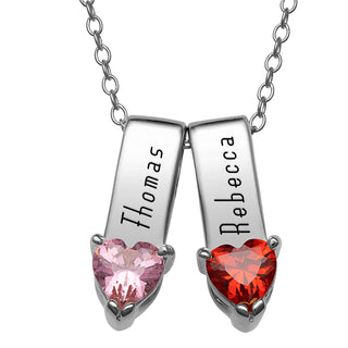 Sterling Silver Name and Heart Birthstone Charm 2 Piece Pendant