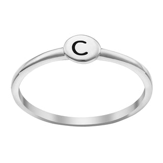 Sterling Silver Petite Round Engraved Initial Ring