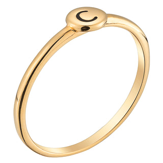 14K Gold over Sterling Petite Round Engraved Initial Ring