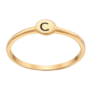 14K Gold over Sterling Petite Round Engraved Initial Ring