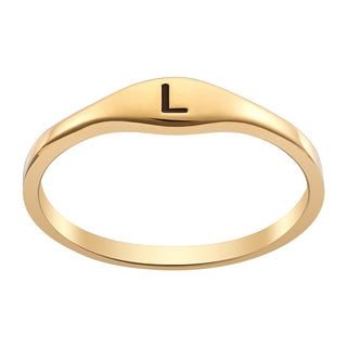 14K Gold over Sterling Petite Engraved Initial Ring