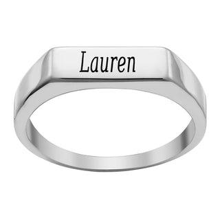 Sterling Silver Engraved Name Rectangle Ring
