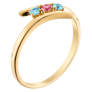 14K Gold over Sterling Birthstone Wave Ring