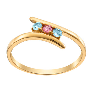 14K Gold over Sterling Birthstone Wave Ring