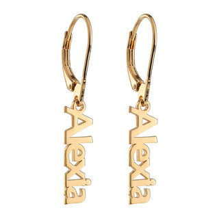 14K Gold over Sterling Personalized Name Dangle Earrings