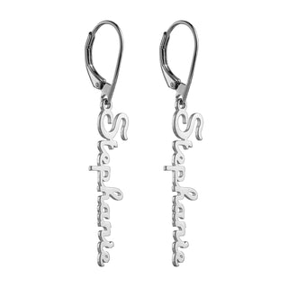 Sterling Silver Personalized Script Name Dangle Earrings