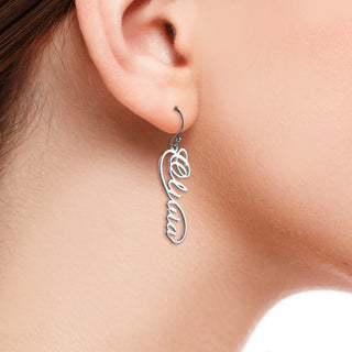 Sterling Silver Script Name Infinity Dangle Earrings