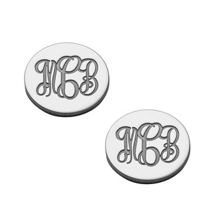 Sterling Silver Engraved Monogram Disc Earrings