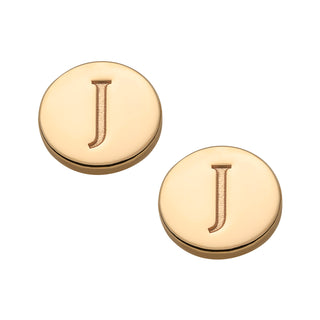 14K Gold over Sterling Petite Engraved Initial Disc Earrings