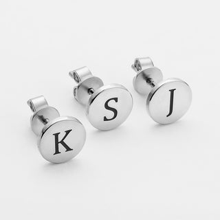 Sterling Silver Petite Engraved Initial Disc Earrings