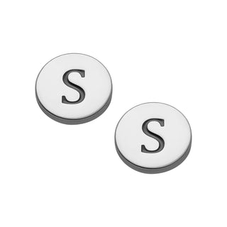 Sterling Silver Petite Engraved Initial Disc Earrings