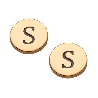 14K Gold over Sterling Petite Engraved Initial Disc Earrings