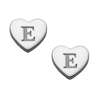 Sterling Silver Petite Engraved Initial Heart Earrings