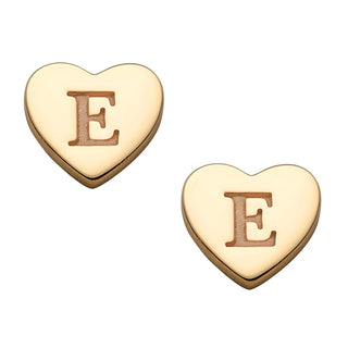 14K Gold over Sterling Petite Engraved Initial Heart Earrings