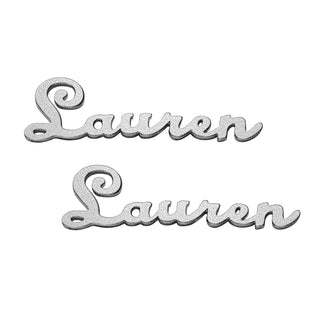 Sterling Silver Satin Script Name Earrings