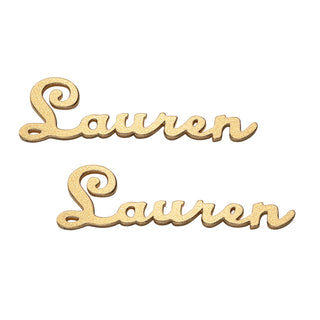 14K Gold over Sterling Satin Script Name Earrings