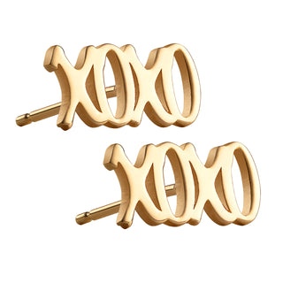 14K Gold over Sterling XOXO Button Earrings