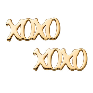 14K Gold over Sterling XOXO Button Earrings