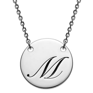 Sterling Silver Engraved Initial Station Disc Necklace