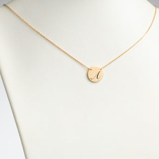14K Gold over Sterling Engraved Initial Station Disc Necklace
