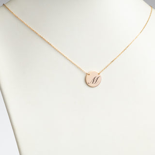 14K Gold over Sterling Engraved Initial Station Disc Necklace