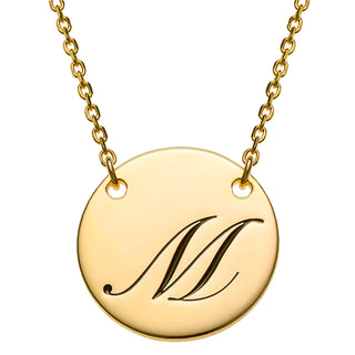 14K Gold over Sterling Engraved Initial Station Disc Necklace