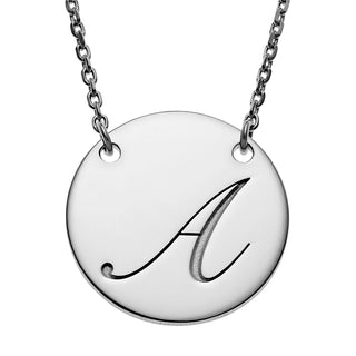 Sterling Silver Engraved Initial Station Disc Necklace