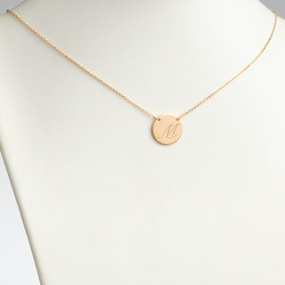 14K Gold over Sterling Engraved Initial Station Disc Necklace