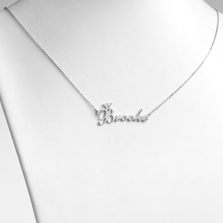 Sterling Silver Script Name with Crown Necklace