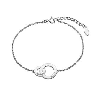 Sterling Silver Engraved Names Interlocking Circles Bracelet