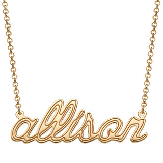 14K Gold Plated Lowercase Script Name with Outline Necklace