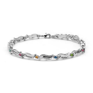 Sterling Silver Family Engraved Names Bracelet