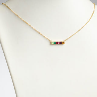 Family Square Birthstones Necklace