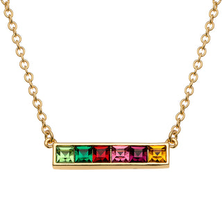 Family Square Birthstones Necklace