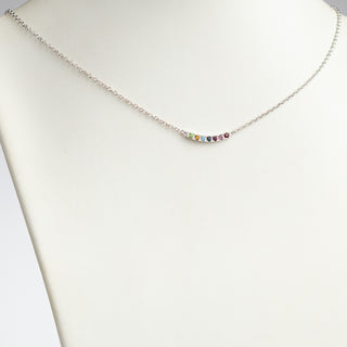 Sterling Silver Family Curved Birthstone Necklace