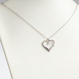 Sterling Silver Mother's Birthstone Family Heart Pendant