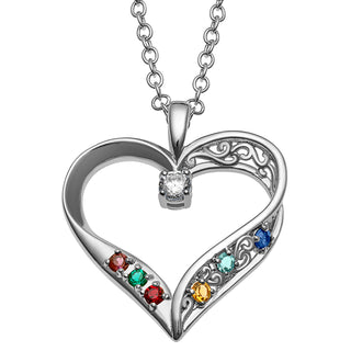 Mother's Birthstone Family Heart Pendant