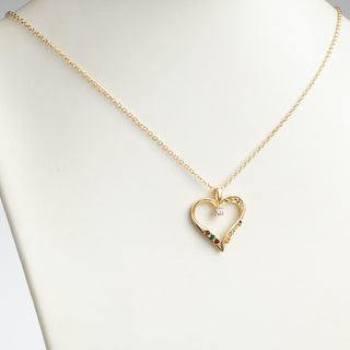 14K Gold over Sterling Mother's Birthstone Family Heart Pendant