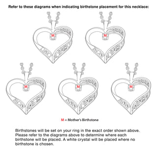Sterling Silver Mother's Birthstone Family Heart Pendant