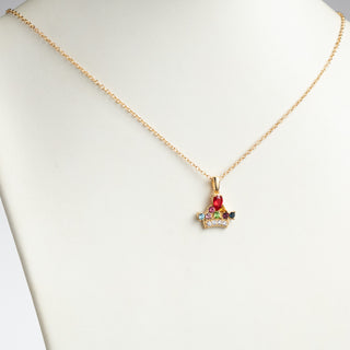 14K Gold over Sterling Mother's Family Crown Birthstone Pendant