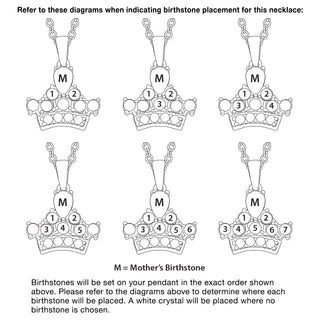 14K Gold over Sterling Mother's Family Crown Birthstone Pendant