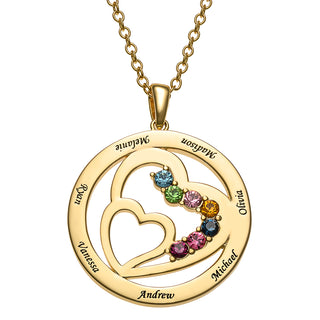 Family Names and Birthstones Heart Pendant