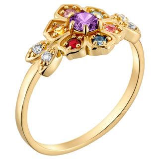 Mother's Family Flower Birthstone Ring