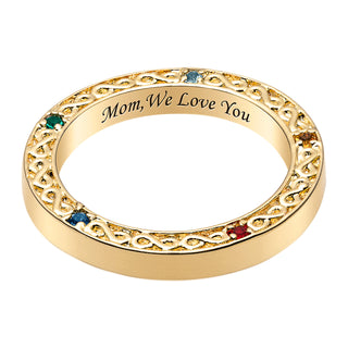 Family Infinity Engraved Birthstone Band