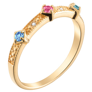 14K Gold over Sterling Vintage Birthstone with Diamond Accent Ring