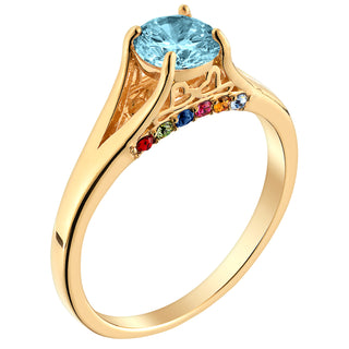 14K Gold over Sterling Mother's and Family Birthstone Ring